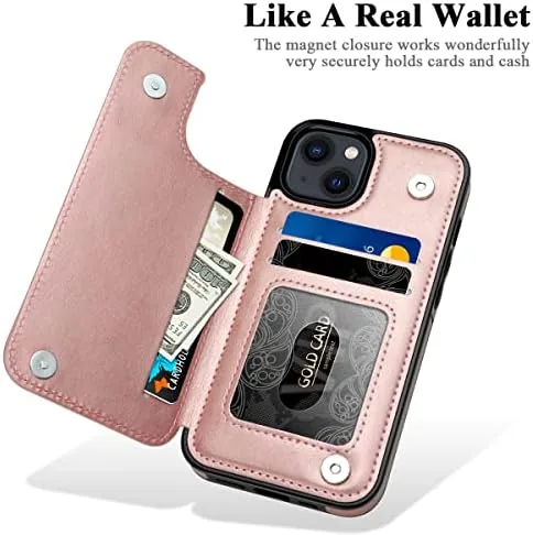 Close look at the MMHUO for iPhone 14 Case with Card Holder, Flower Magnetic build quality