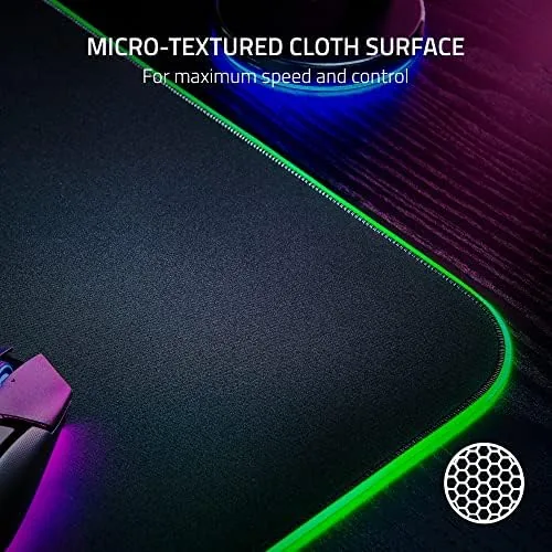 Close up of the Goliathus Chroma RGB lighting seam along the pad edge