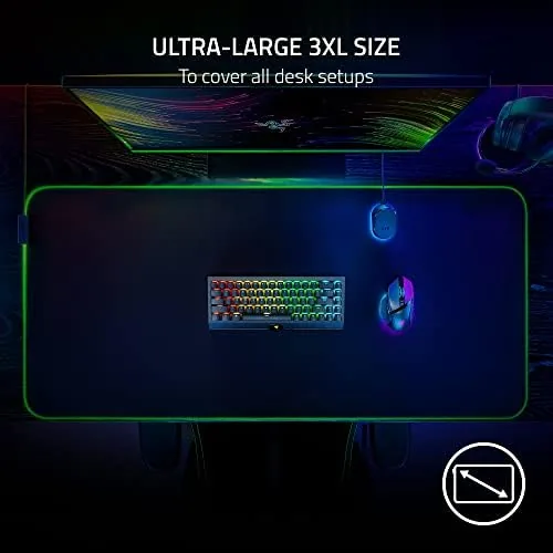 Hand moving a mouse across the full width of the Goliathus Chroma 3XL