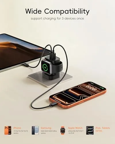 Detail shot of the VRURC Fast Charger for iPhone, PD 20W USB C Wall features