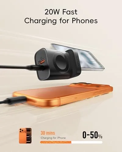 The VRURC Fast Charger for iPhone, PD 20W USB C Wall in real use