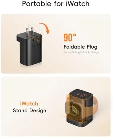 Another view of the VRURC Fast Charger for iPhone, PD 20W USB C Wall