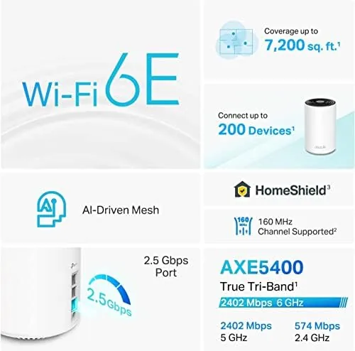 Deco XE75 Pro node connected to a NAS with an ethernet cable