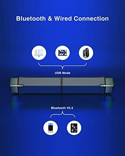 Another view of the Jeecoo M20 Bluetooth Computer Speakers for PC Desktop Monitor, Gaming