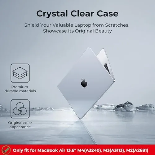 The EooCoo for MacBook Air 13 inch Case M5/M4/M3/M2 2026-2022, Crystal compared in context