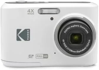 White KODAK PIXPRO FZ45 compact camera held in one hand