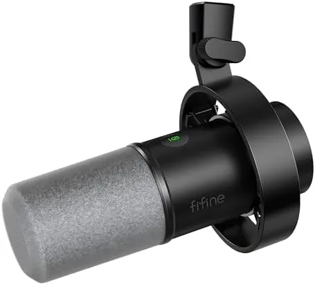 FIFINE AmpliTank K688 dynamic microphone on a desk