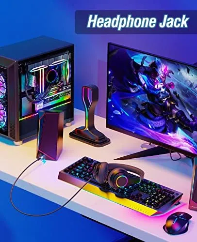 The LENRUE Computer Speakers, USB/USB-C Powered AUX Audio for PC Speakers in real use