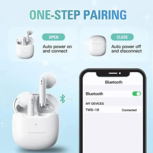 Close look at the True Wireless Earbuds White Bluetooth 5.3 with Microphone for Working build quality