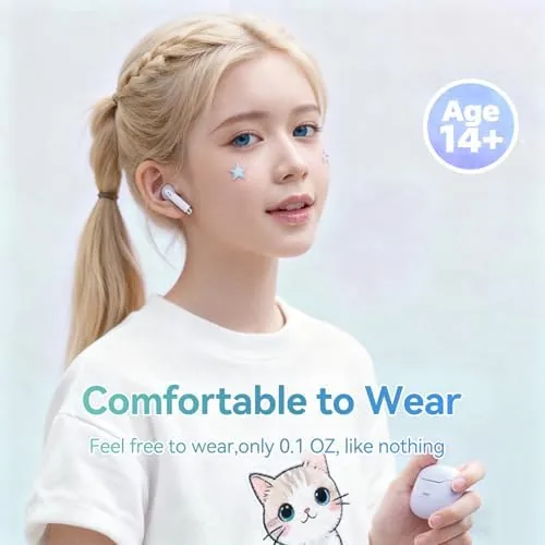 Another view of the True Wireless Earbuds White Bluetooth 5.3 with Microphone for Working