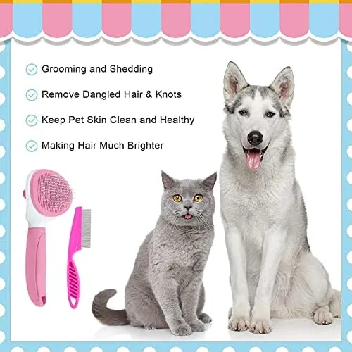 Pet sitting calmly during a brushing session