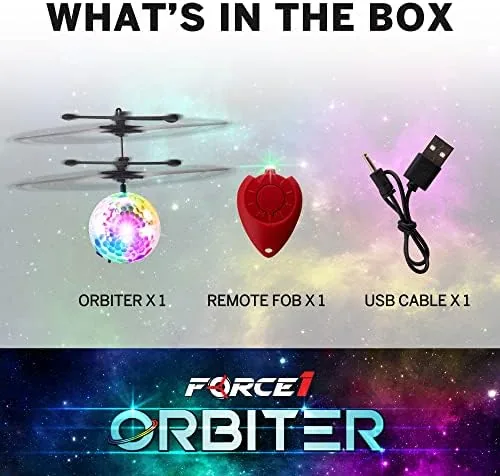 Family playing with the Force1 Orbiter in a living room