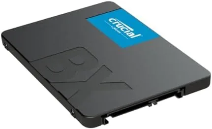 SATA connectors and slim metal casing of the Crucial BX500