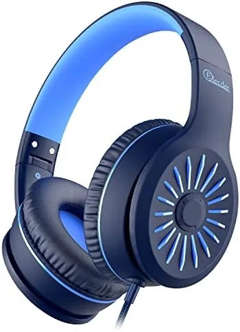 Overview of the ELECDER i45 Kids Headphones Wired, On-Ear Headphones for School, Grey&Blue