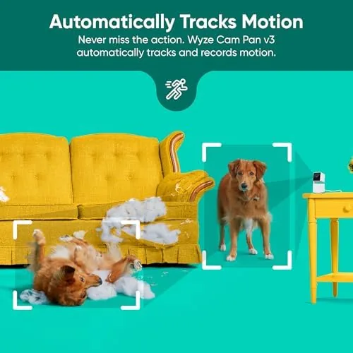 Wyze Cam Pan v3 tracking motion across a living room
