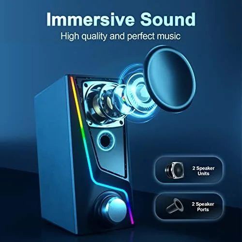 Close look at the Nylavee Computer Speakers for Desktop, PC Speakers with 6 Lighting build quality