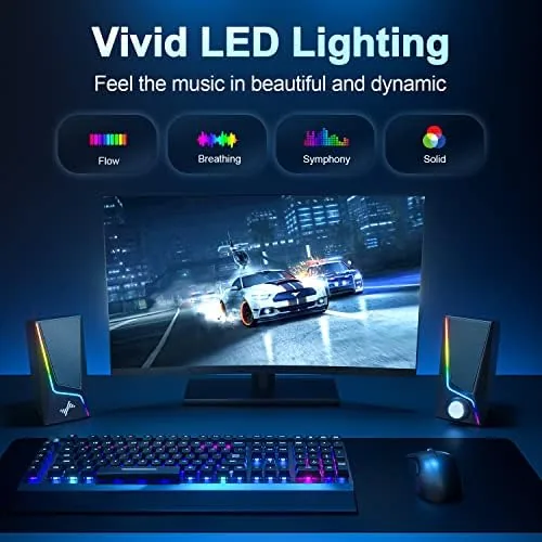 The Nylavee Computer Speakers for Desktop, PC Speakers with 6 Lighting in real use