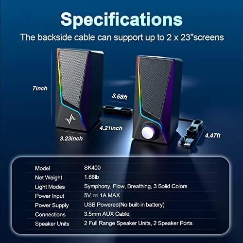 The Nylavee Computer Speakers for Desktop, PC Speakers with 6 Lighting compared in context