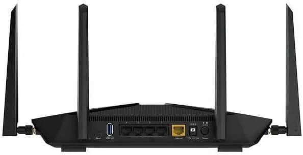 Rear view of the router showing the LAN and USB ports