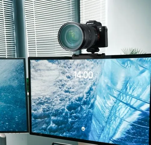Another view of the Monitor Top Camera Mount, Webcam Clamp for Flat Screens, 1/4"