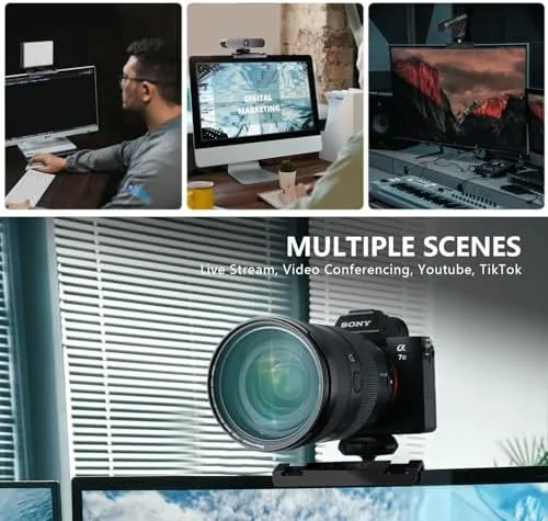 The Monitor Top Camera Mount, Webcam Clamp for Flat Screens, 1/4" compared in context