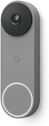 Google Nest Doorbell Wired mounted beside a front door