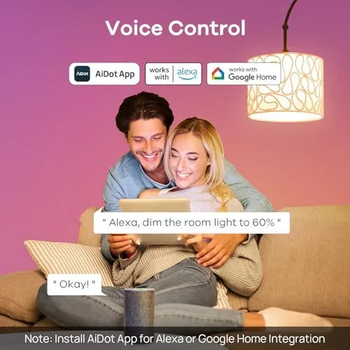 The AiDot app showing the bulb connection screen on a phone