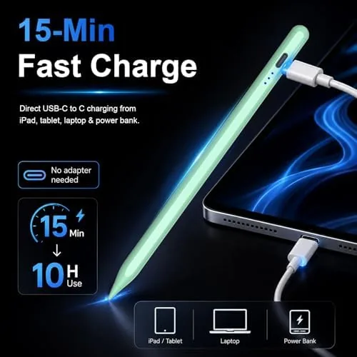 Close look at the Stylus Pen for Apple iPad 2018-2026 for Note-Taking Drawing Green build quality