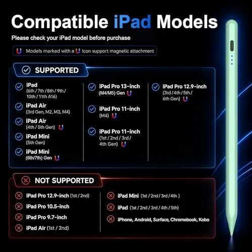 The Stylus Pen for Apple iPad 2018-2026 for Note-Taking Drawing Green in real use