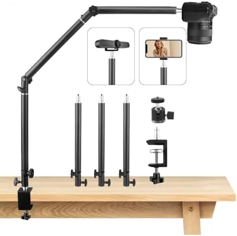 Heavy Duty Overhead Camera Desk Mount Stand 14.5"-41" with 1/4" Screw, 3-Section 360°Rotatable Detachable Review: Tested and Rated