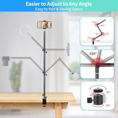 The Heavy Duty Overhead Camera Desk Mount Stand 14.5"-41" with 1/4" in real use