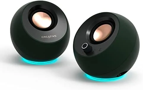 Overview of the Creative Pebble Pro (Dark Green) Minimalist 2.0 USB-C Computer Speakers