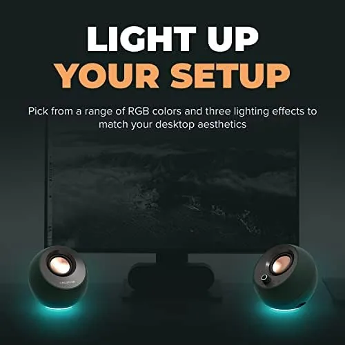 Close look at the Creative Pebble Pro (Dark Green) Minimalist 2.0 USB-C Computer Speakers build quality