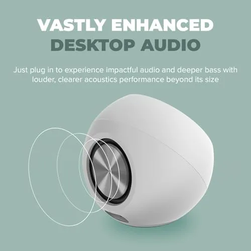 Detail shot of the Creative Pebble Pro (Dark Green) Minimalist 2.0 USB-C Computer Speakers features