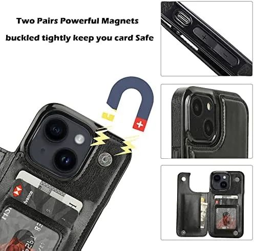The uCOLOR for iPhone 13/14 Wallet Case with Card Holder Black in real use