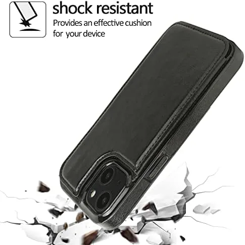 Another view of the uCOLOR for iPhone 13/14 Wallet Case with Card Holder Black