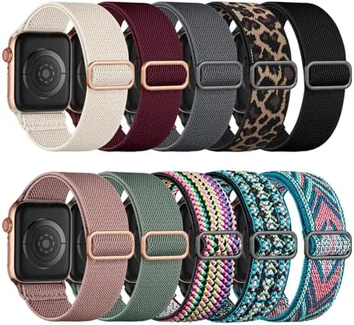 Overview of the Maledan 10-Pack Stretchy Nylon Solo Loop for Apple Watch Bands