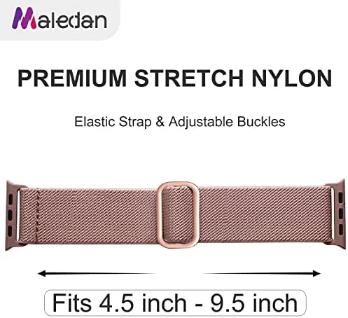 Detail shot of the Maledan 10-Pack Stretchy Nylon Solo Loop for Apple Watch Bands features