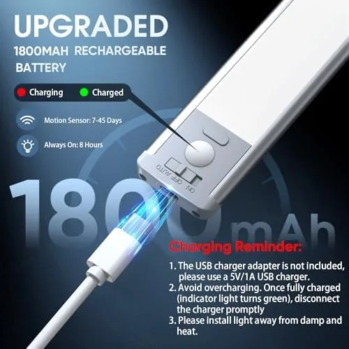 The rechargeable bar, a hardwired strip, and a plug in bar mounted in a row