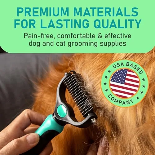 The fine dematting comb side of the brush held in hand