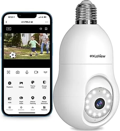 Overview of the LaView 4MP Bulb Security Camera 2.4GHz,360° 2K Security Cameras Wireless