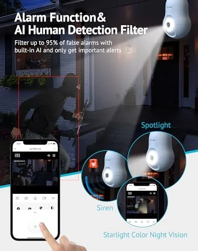 The LaView 4MP Bulb Security Camera 2.4GHz,360° 2K Security Cameras Wireless compared in context