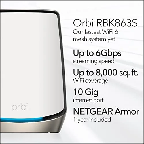 Close up of the ports on the rear of the Orbi router