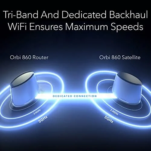 Orbi router in a living room media cabinet