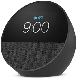 Close up of the controls and microphone mute switch on the Echo Spot