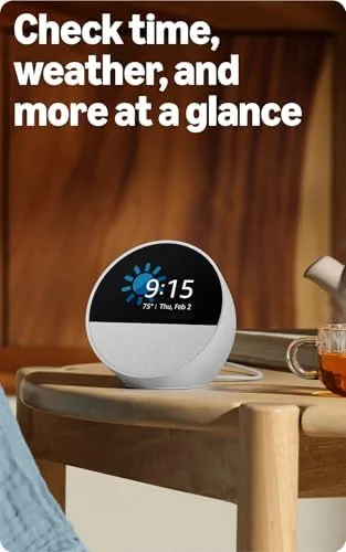 Echo Spot in a kitchen showing a timer counting down