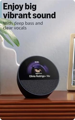 Echo Spot compared with a basic alarm clock and a larger smart display