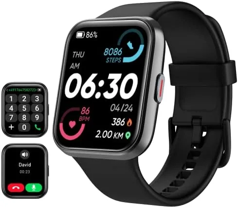 Tensky smart watch showing the home screen with watch face