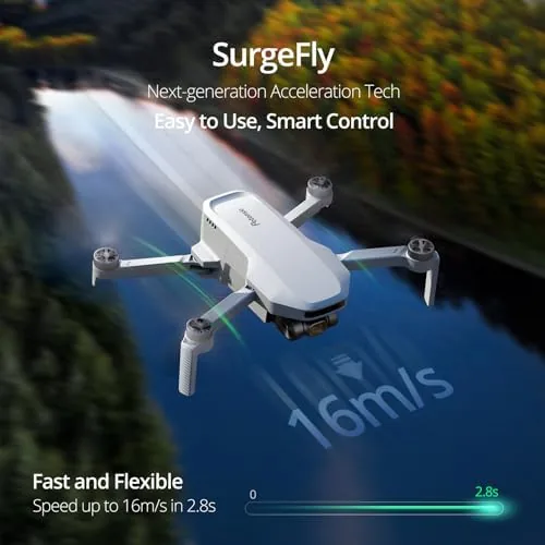 The ATOM SE hovering over an open field during a first flight