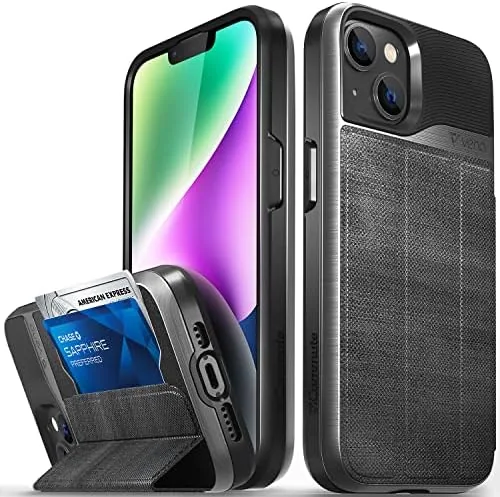 VENA vCommute for iPhone 14 Wallet Case, Black Slate | Military-Grade Drop Protection, Premium Review: Tested and Rated